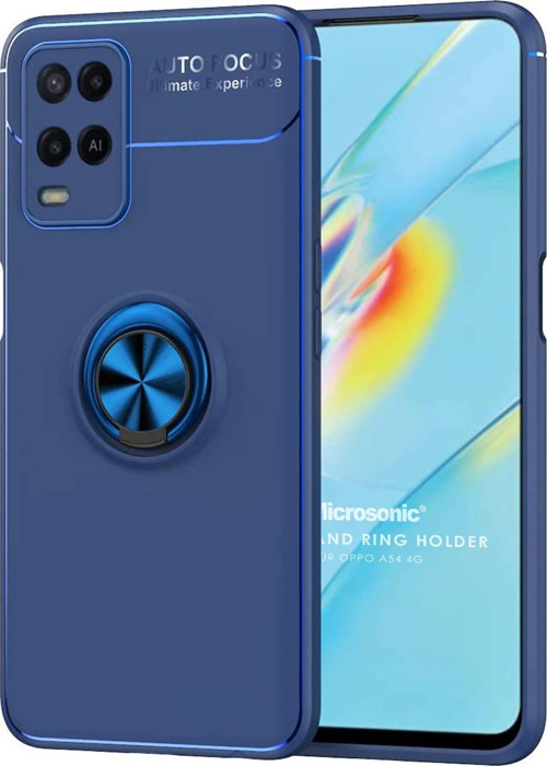 Oppo A54 4G Kılıf Kickstand Ring Holder Lacivert