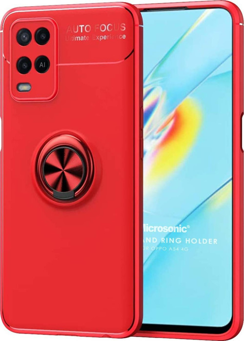 Oppo A54 4G Kılıf Kickstand Ring Holder Kırmızı
