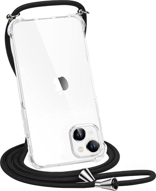 Apple Iphone 14 Kılıf Boyun Omuz Askılı Ipli Şeffaf Silikon