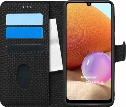 Samsung Galaxy A32 4G Kılıf Fabric Book Wallet Siyah