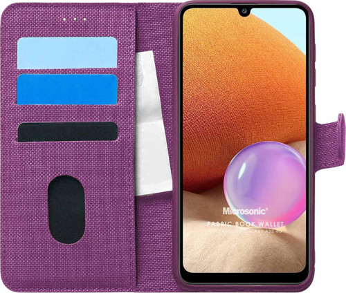 Samsung Galaxy A32 4G Kılıf Fabric Book Wallet Mor
