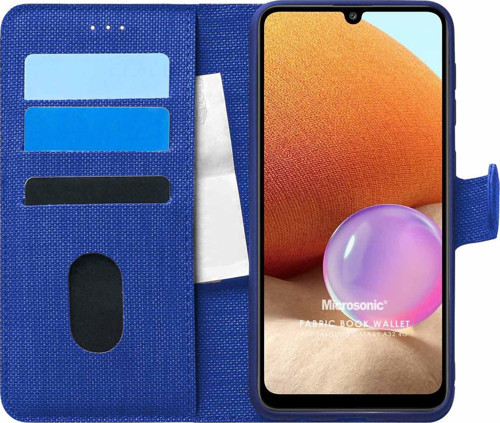 Samsung Galaxy A32 4G Kılıf Fabric Book Wallet Lacivert