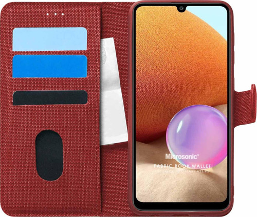 Samsung Galaxy A32 4G Kılıf Fabric Book Wallet Kırmızı