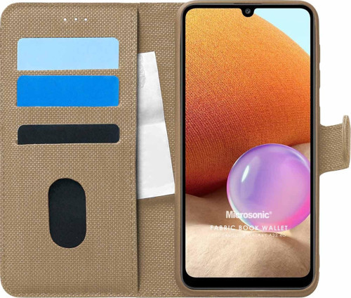 Samsung Galaxy A32 4G Kılıf Fabric Book Wallet Gold