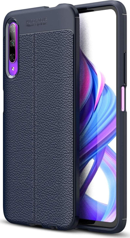 Huawei P Smart Pro Kılıf Deri Dokulu Silikon Lacivert