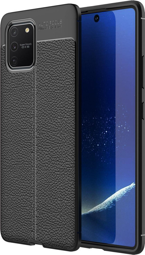 Samsung Galaxy A91 (S10 Lite) Kılıf Deri Dokulu Silikon Siyah