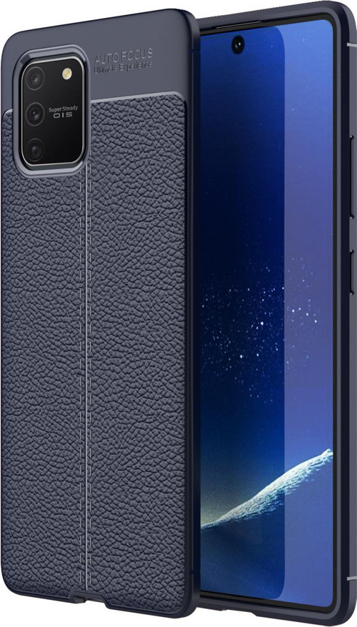 Samsung Galaxy A91 (S10 Lite) Kılıf Deri Dokulu Silikon Lacivert