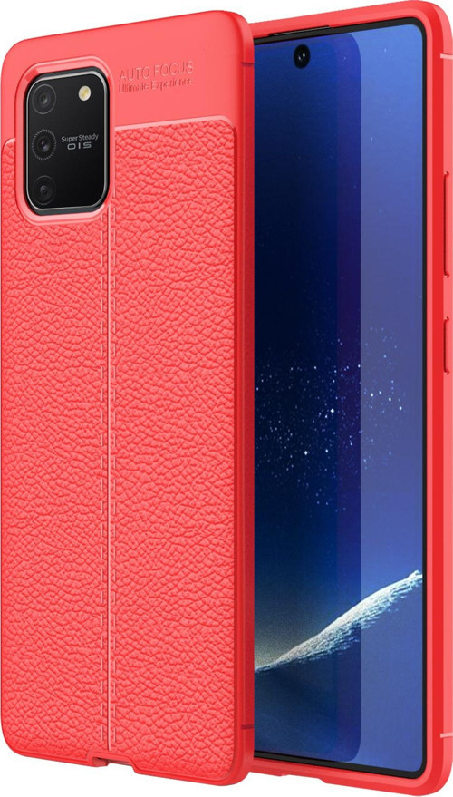 Samsung Galaxy A91 (S10 Lite) Kılıf Deri Dokulu Silikon Kırmızı