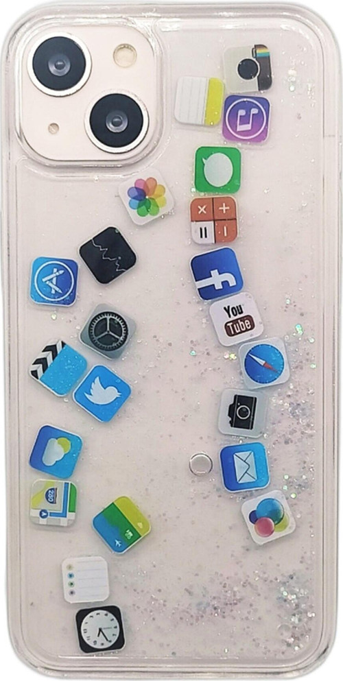 Iphone 13 Uyumlu Kılıf Simli Sulu Ios Ikon Silikon