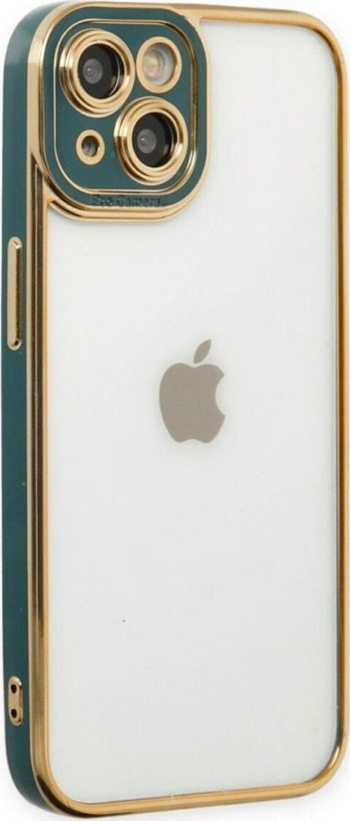 iPhone 14 PLUS Uyumlu Kılıf Kamera Lens Korumalı Kenarları Renkli Gold Arkası Şeffaf Silikon