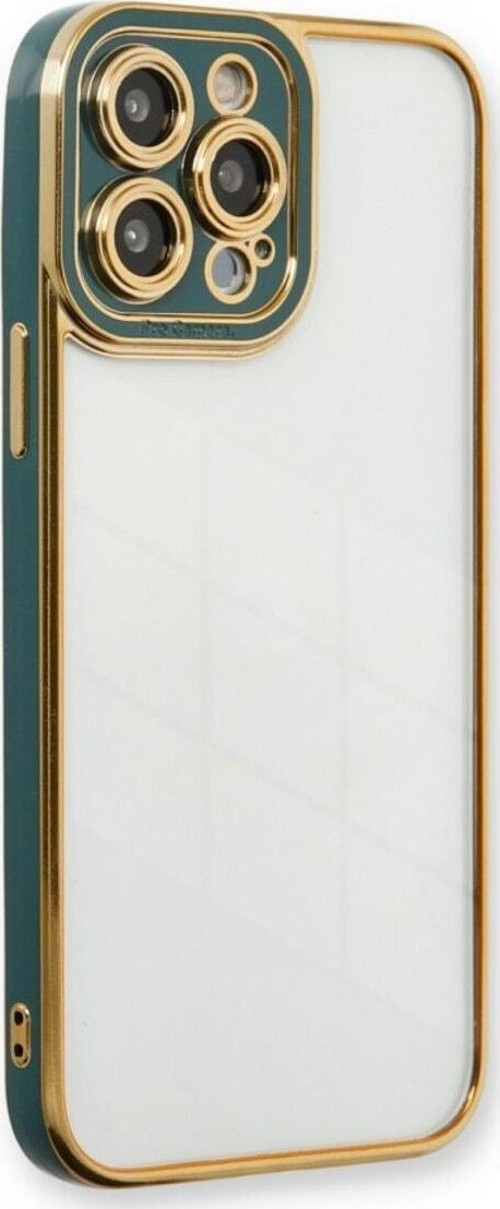 iPhone 14 PRO Uyumlu Kılıf Kamera Lens Korumalı Kenarları Renkli Gold Arkası Şeffaf Silikon