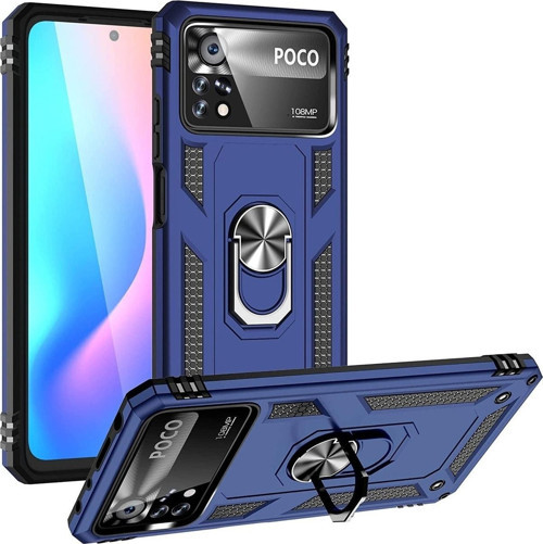 Xiaomi Poco X4 Pro 5g Kılıf Yüzüklü Standlı Korumalı Tank Kapak