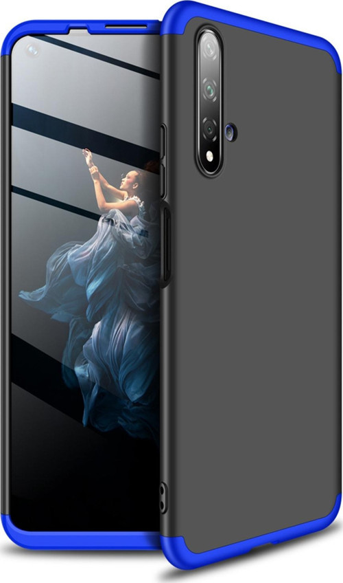 Huawei Honor 20 Kılıf Double Dip 360 Protective Siyah Mavi