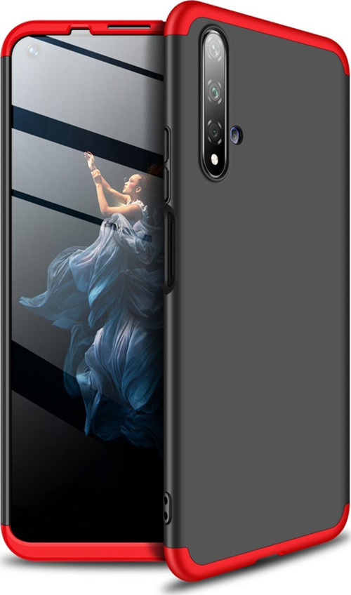 Huawei Honor 20 Kılıf Double Dip 360 Protective Siyah Kırmızı