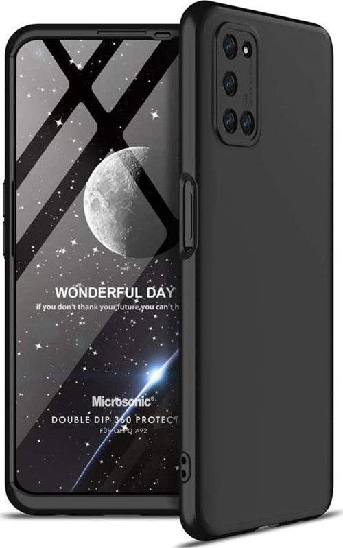 Oppo A92 Kılıf Double Dip 360 Protective Siyah
