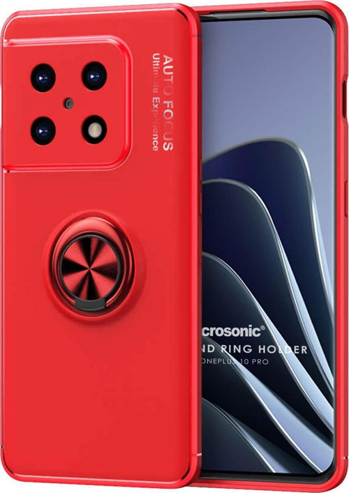 OnePlus 10 Pro Kılıf Kickstand Ring Holder Kırmızı