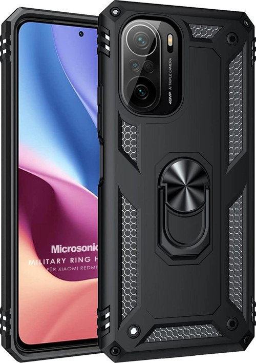 Xiaomi Redmi K40 Pro Kılıf Military Ring Holder Siyah
