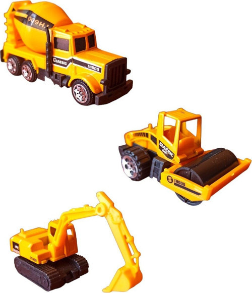 Metal İş Makineları 3'Lü Mini Boy Oyuncak İş Makineları İnşaat Seti