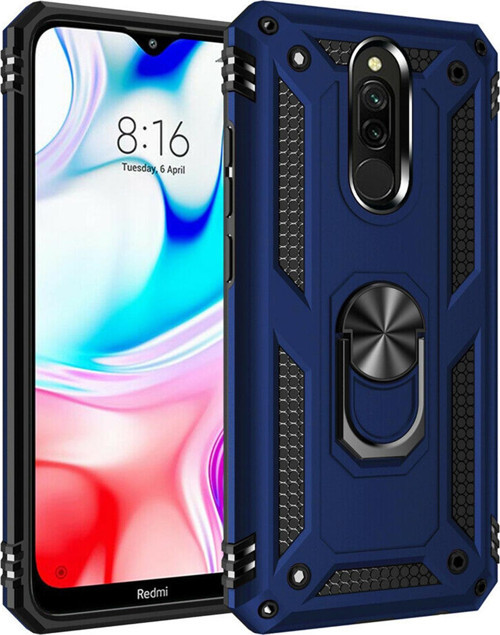 Xiaomi Redmi 8 Kılıf Military Ring Holder Lacivert