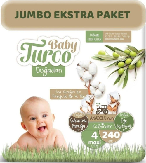 Doğadan Bebek Bezi 4 Beden 8 - 14 Kg 240 Adet