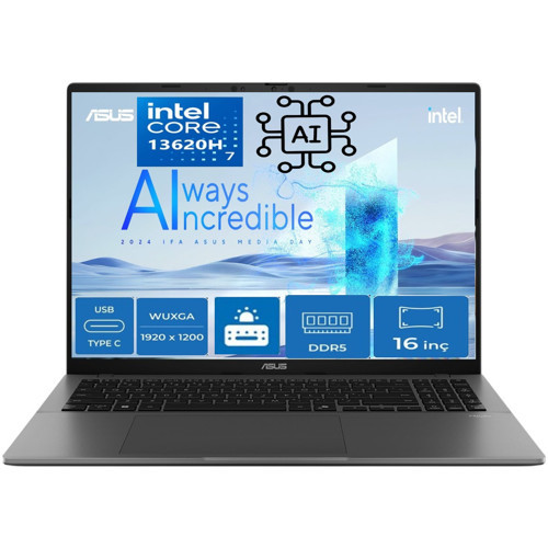Vivobook S16 S3607VA Intel Core I7 13620H 16GB 1 Tb Freedos 16" 144Hz Wuxga Yapay Zeka Destekli Taşınabilir Bilgisayar R