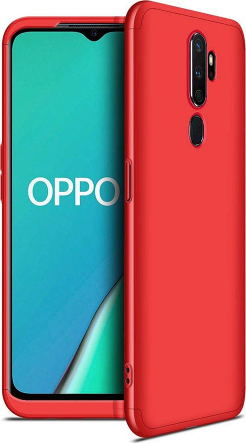 Oppo A5 2020 Kılıf Double Dip 360 Protective Kırmızı