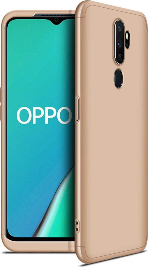 Oppo A5 2020 Kılıf Double Dip 360 Protective Gold
