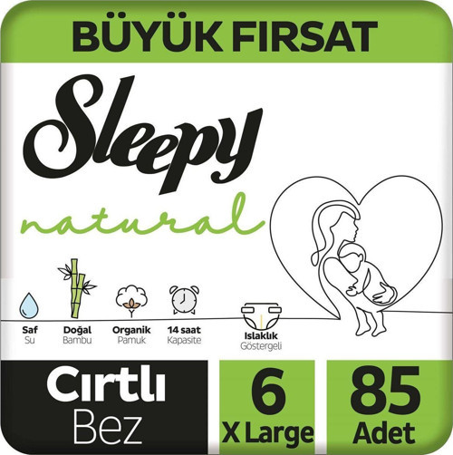 Natural Büyük Fırsat Paketi Bebek Bezi 6 Numara Xlarge 85 Adet