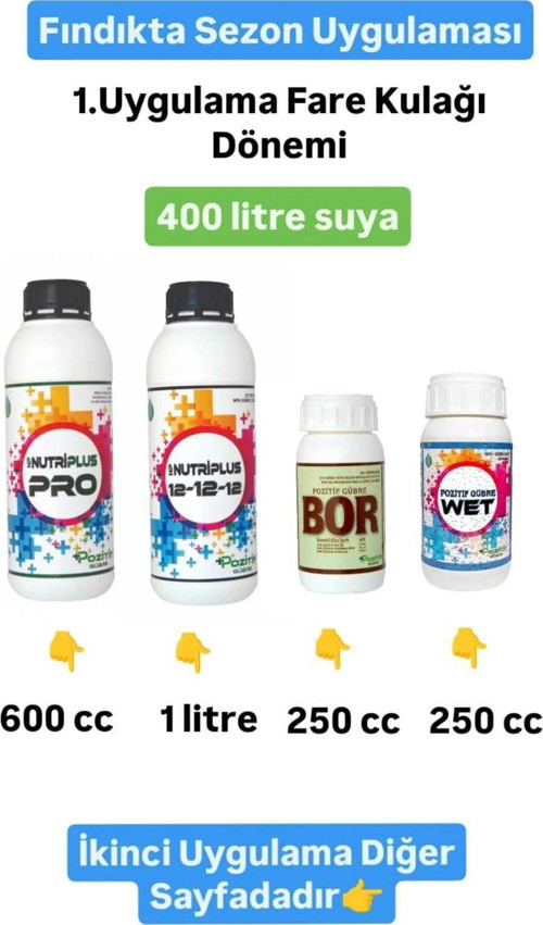 Tüm Sezon İçin Fındık Uygulama Paket Gübre Satışı Azotlu Fosforlu Potasyumlu Tüm Mikroelementler