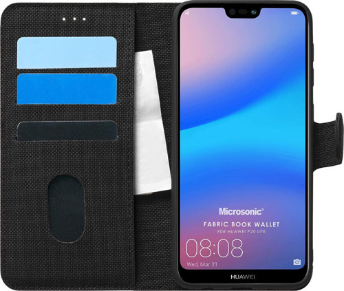 Huawei P20 Lite Kılıf Fabric Book Wallet Siyah
