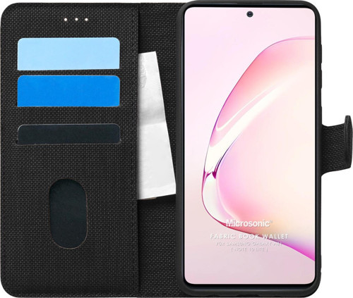 Samsung Galaxy Note 10 Lite Kılıf Fabric Book Wallet Siyah