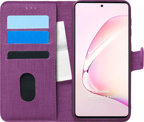 Samsung Galaxy Note 10 Lite Kılıf Fabric Book Wallet Mor