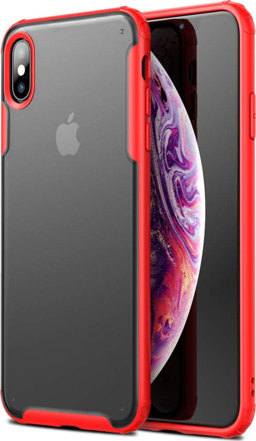 Apple iPhone XS Kılıf Frosted Frame Kırmızı