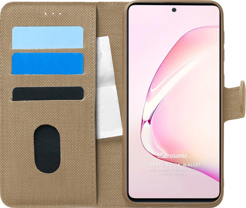 Samsung Galaxy Note 10 Lite Kılıf Fabric Book Wallet Gold