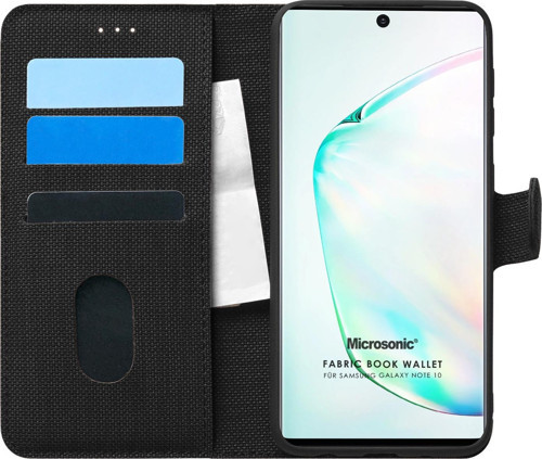 Samsung Galaxy Note 10 Kılıf Fabric Book Wallet Siyah
