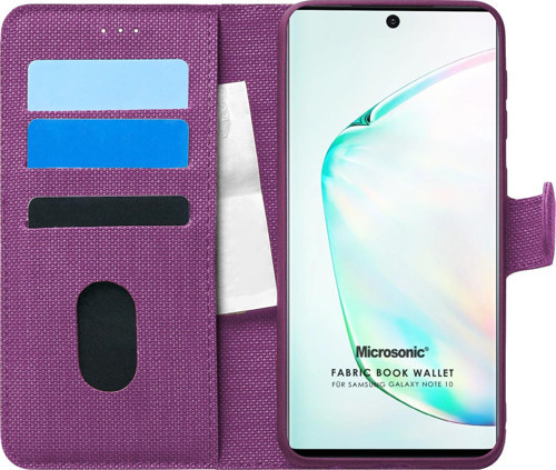 Samsung Galaxy Note 10 Kılıf Fabric Book Wallet Mor