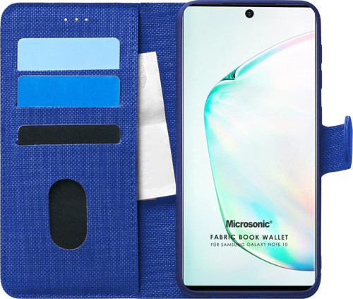 Samsung Galaxy Note 10 Kılıf Fabric Book Wallet Lacivert