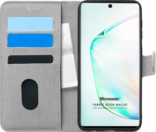 Samsung Galaxy Note 10 Kılıf Fabric Book Wallet Gri