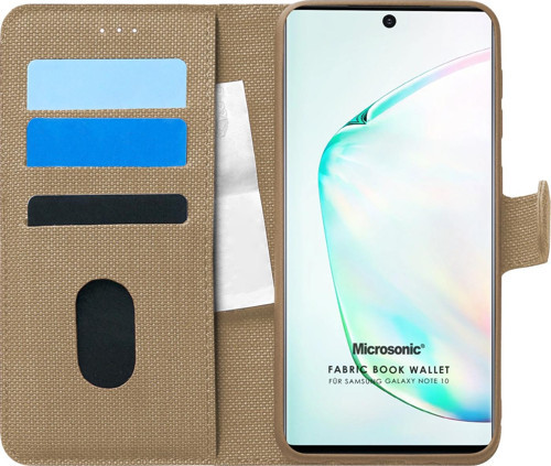 Samsung Galaxy Note 10 Kılıf Fabric Book Wallet Gold