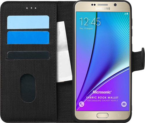 Samsung Galaxy Note 5 Kılıf Fabric Book Wallet Siyah