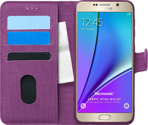 Samsung Galaxy Note 5 Kılıf Fabric Book Wallet Mor