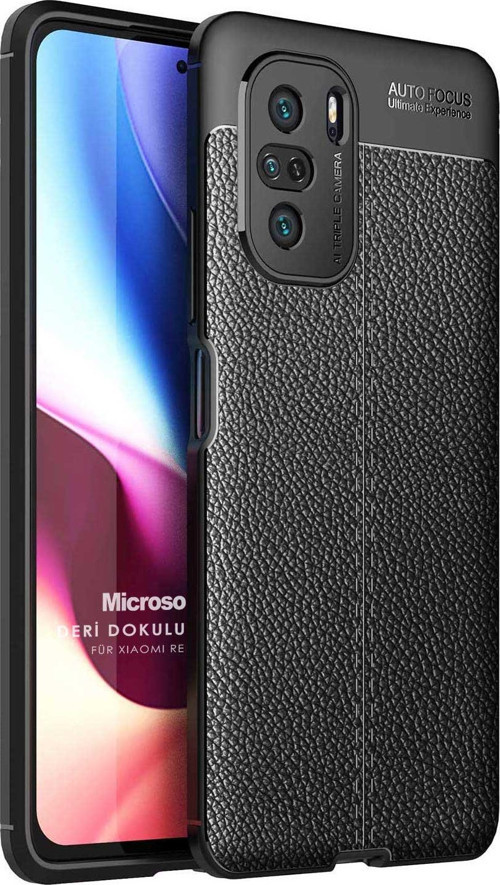 Xiaomi Redmi K40 Pro+ Kılıf Deri Dokulu Silikon Siyah