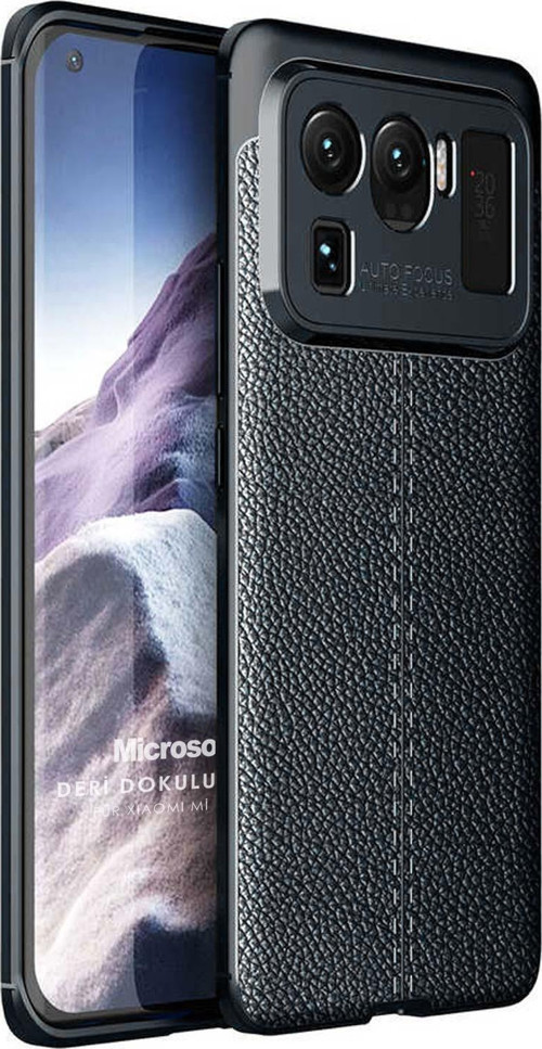 Xiaomi Mi 11 Ultra Kılıf Deri Dokulu Silikon Siyah