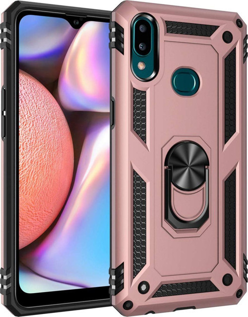 Samsung Galaxy A10s Kılıf Military Ring Holder Rose Gold