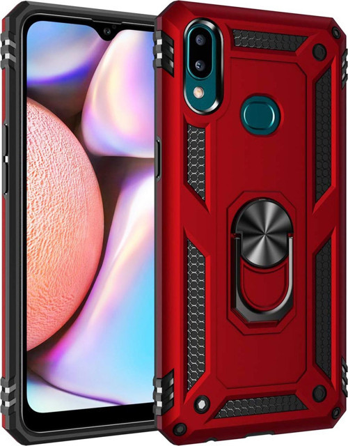 Samsung Galaxy A10s Kılıf Military Ring Holder Kırmızı