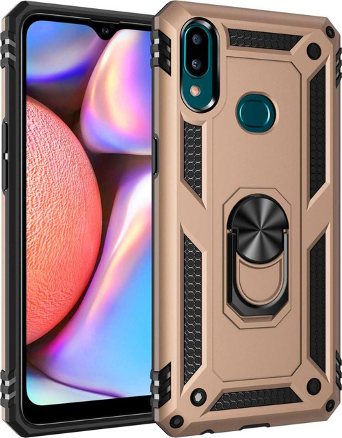 Samsung Galaxy A10s Kılıf Military Ring Holder Gold