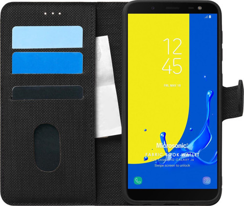 Samsung Galaxy J6 Kılıf Fabric Book Wallet Siyah