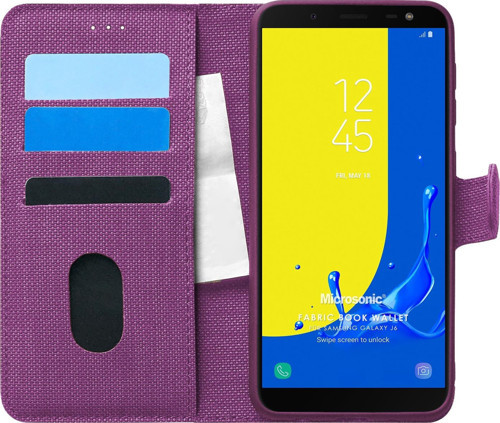 Samsung Galaxy J6 Kılıf Fabric Book Wallet Mor