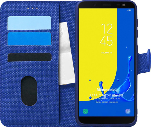 Samsung Galaxy J6 Kılıf Fabric Book Wallet Lacivert