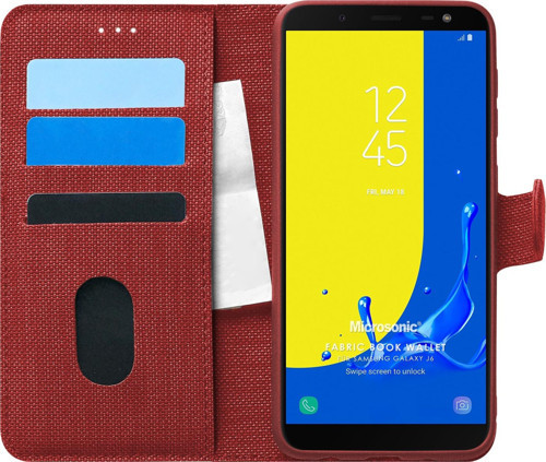 Samsung Galaxy J6 Kılıf Fabric Book Wallet Kırmızı